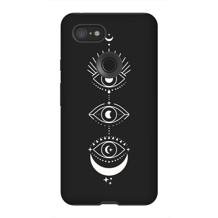 Pixel 3XL StrongFit Black Eyes Moon Phases by ArtPrInk