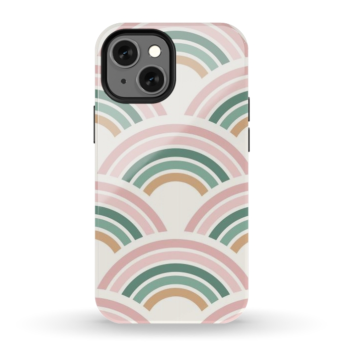 iPhone 12 mini StrongFit Blush & Green Rainbow Pattern by ArtPrInk