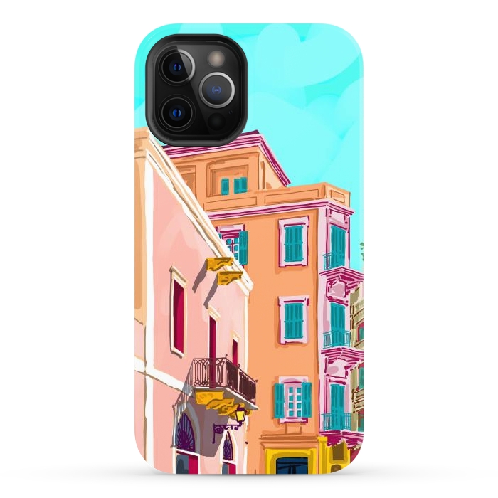 iPhone 12 Pro Max StrongFit Colorful Houses by Uma Prabhakar Gokhale