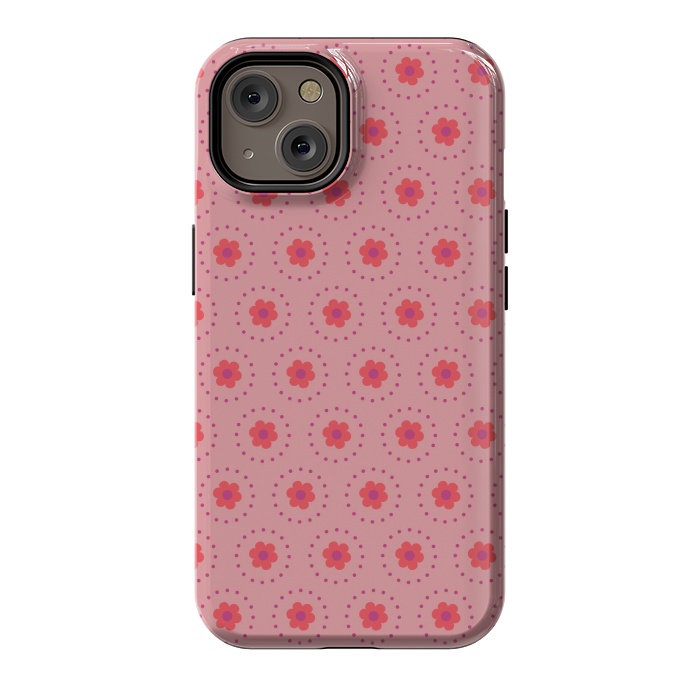 iPhone 14 StrongFit Pink Circular Floral by Rosie Simons