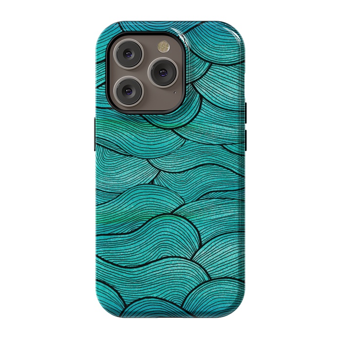 iPhone 14 Pro StrongFit Sea Waves Pattern by Pom Graphic Design