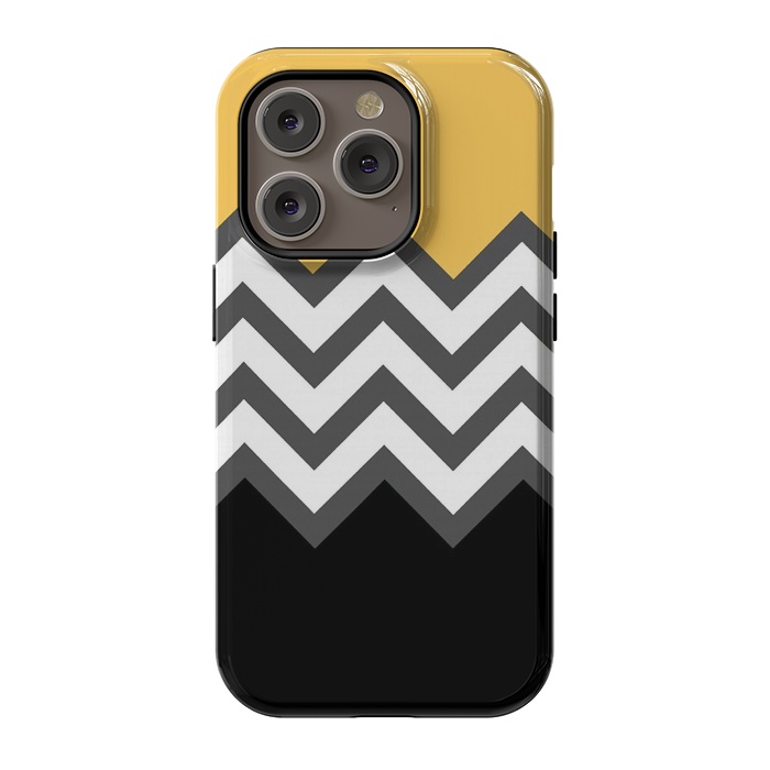iPhone 14 Pro StrongFit Color Blocked Chevron Black Yellow by Josie Steinfort 