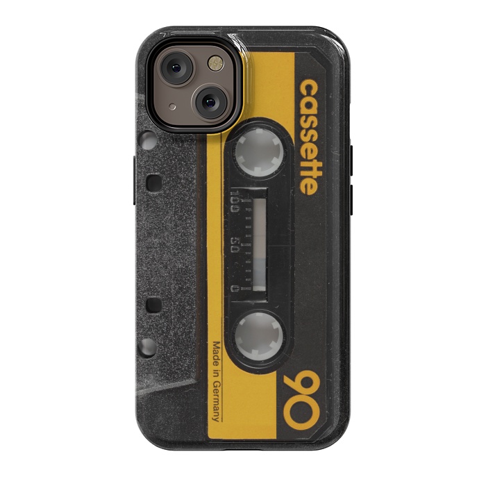 iPhone 14 StrongFit CASSETTE YELLOW by Diego Tirigall