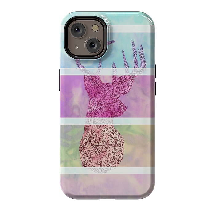 iPhone 14 StrongFit Deer Vintage Stripes Paisley Photo by Girly Trend