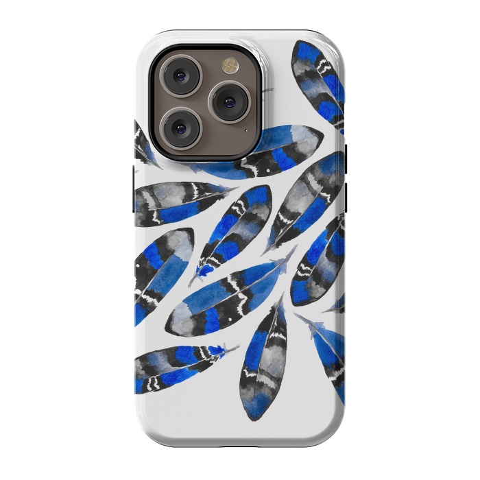 iPhone 14 Pro StrongFit Northern Feather Blue by Amaya Brydon