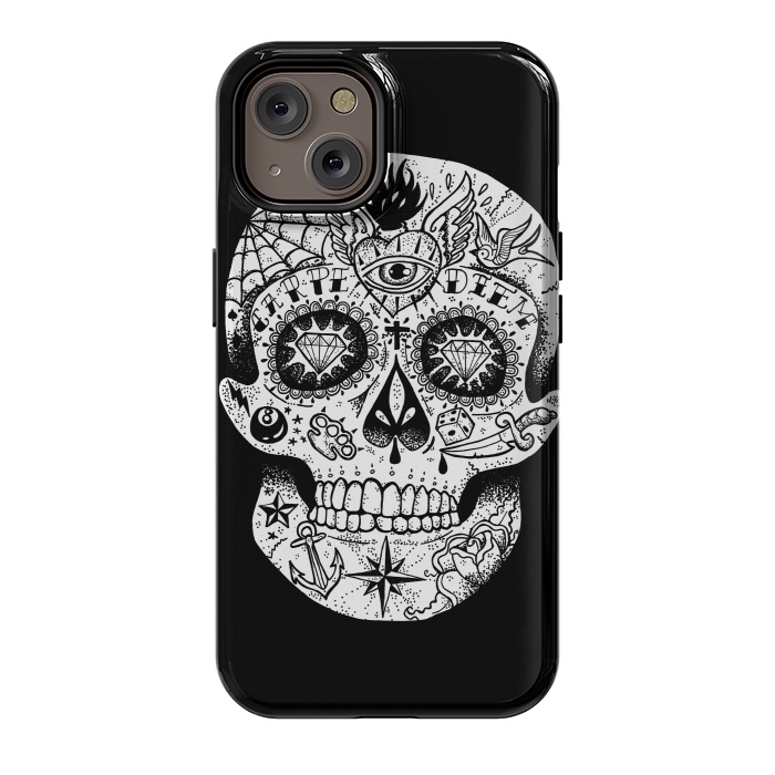 iPhone 14 StrongFit Tattooed Skull by Mitxel Gonzalez