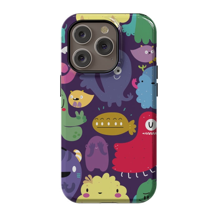 iPhone 14 Pro StrongFit Colorful monsters by Maria Jose Da Luz
