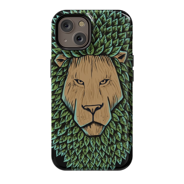 iPhone 14 StrongFit Wood Lion by Coffee Man