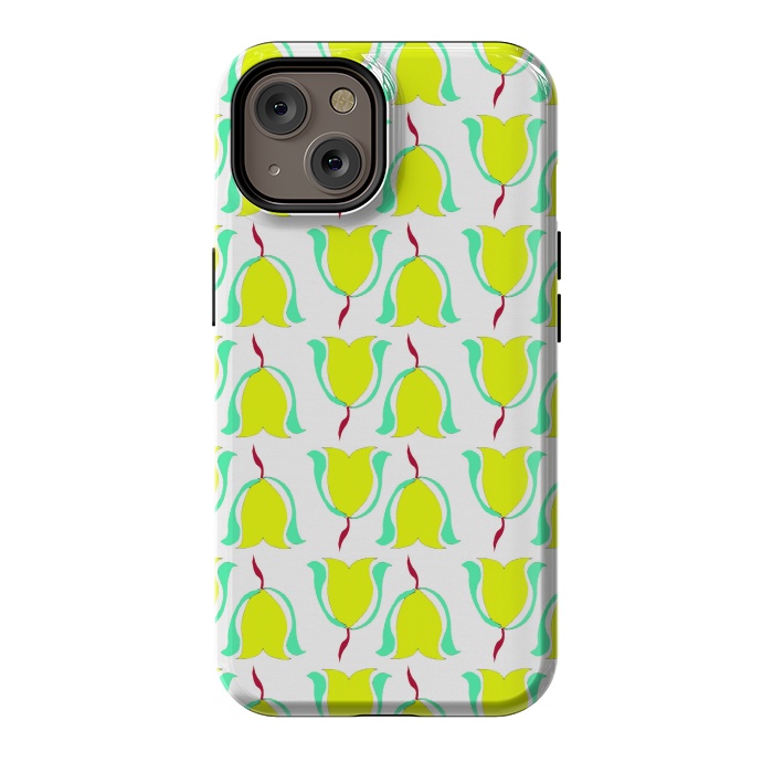 iPhone 14 StrongFit Tulips de Chartreuse by Bettie * Blue