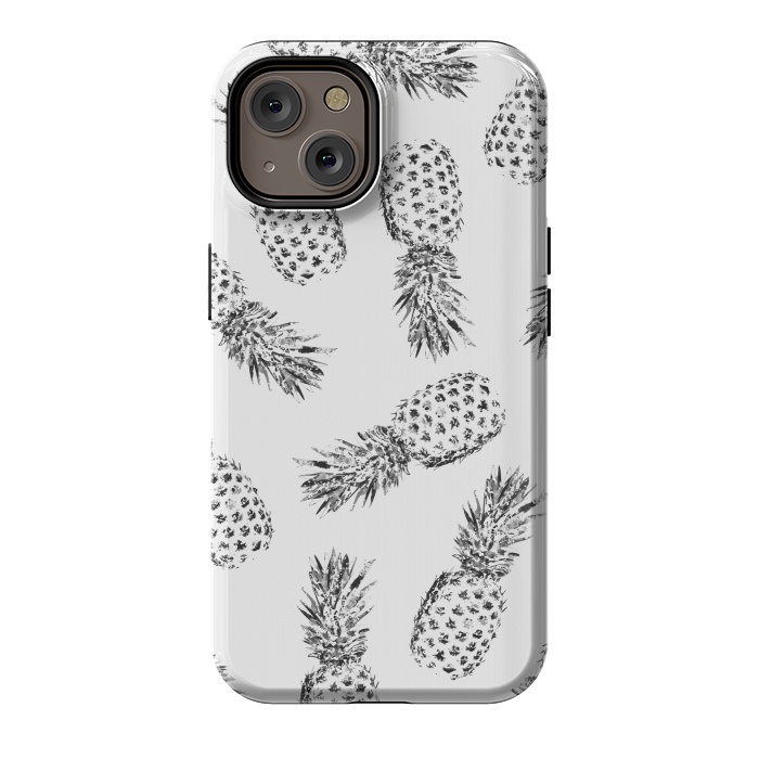 iPhone 14 StrongFit Pineapples black and white by Rui Faria