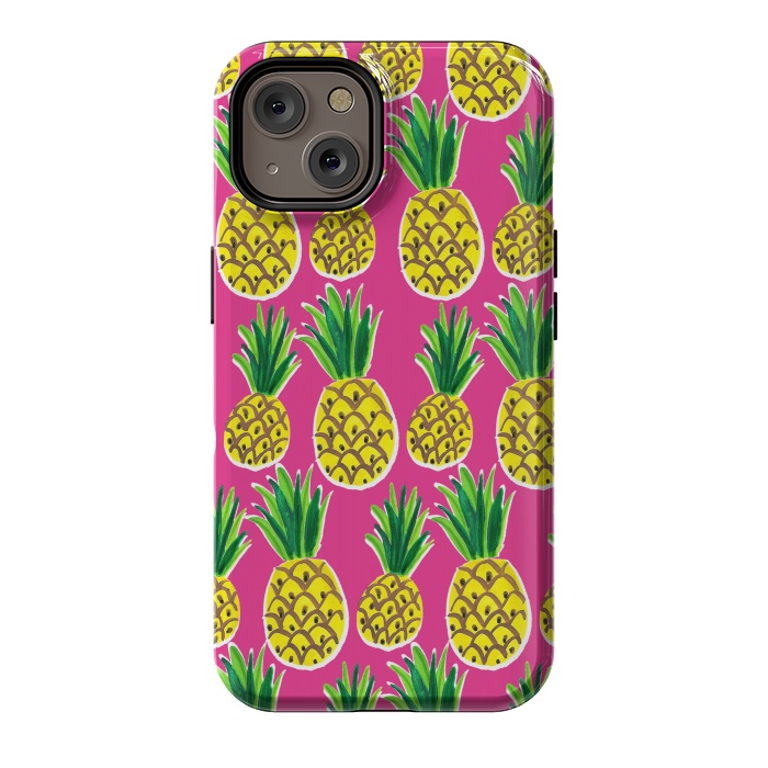 iPhone 14 StrongFit Painted pineapples by Laura Grant