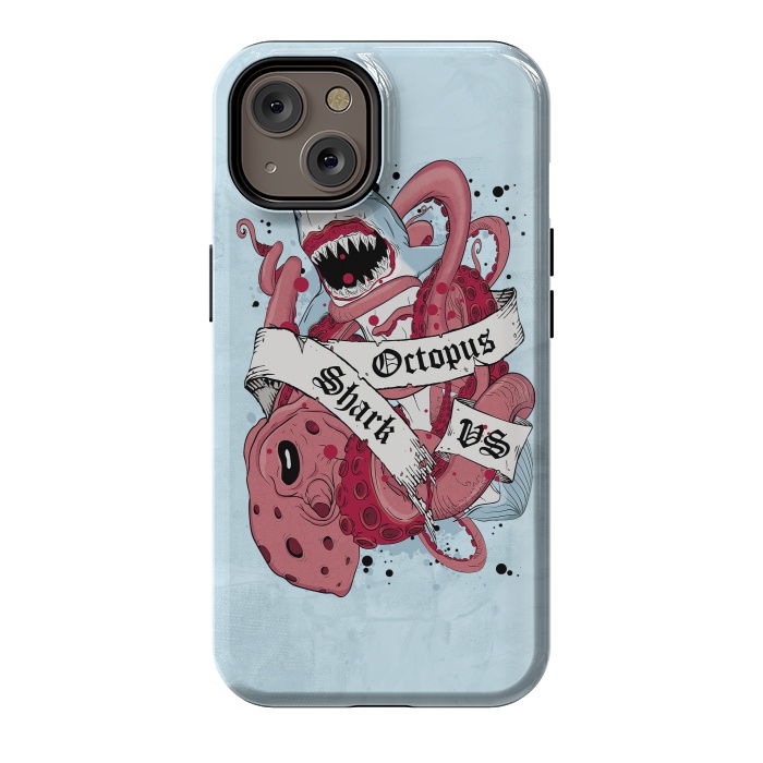 iPhone 14 StrongFit Shark vs Octopus by Sitchko