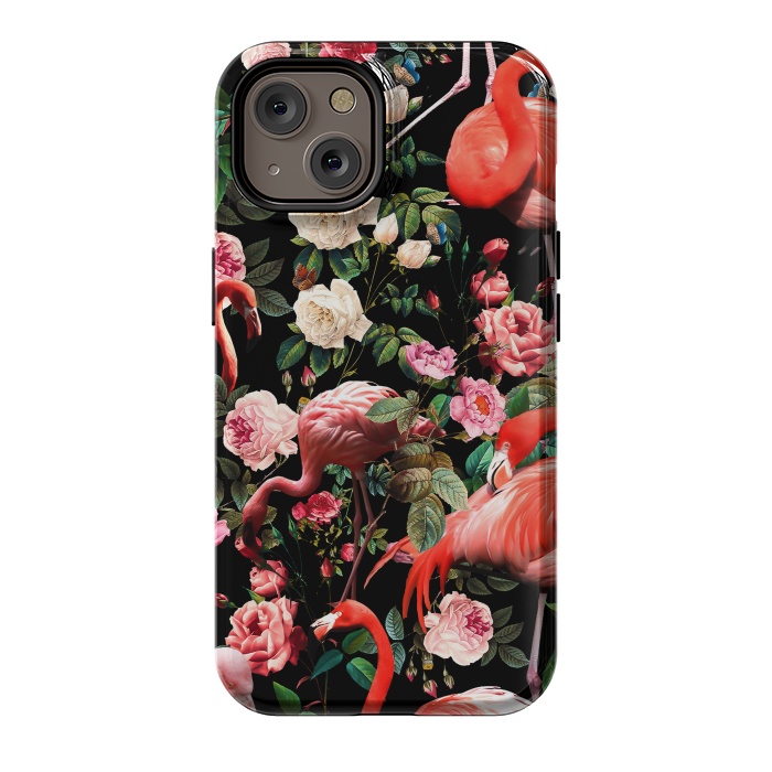 iPhone 14 StrongFit Floral and Flemingo Pattern by Burcu Korkmazyurek