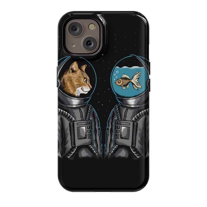 iPhone 14 StrongFit Astronaut cat and fish by Coffee Man