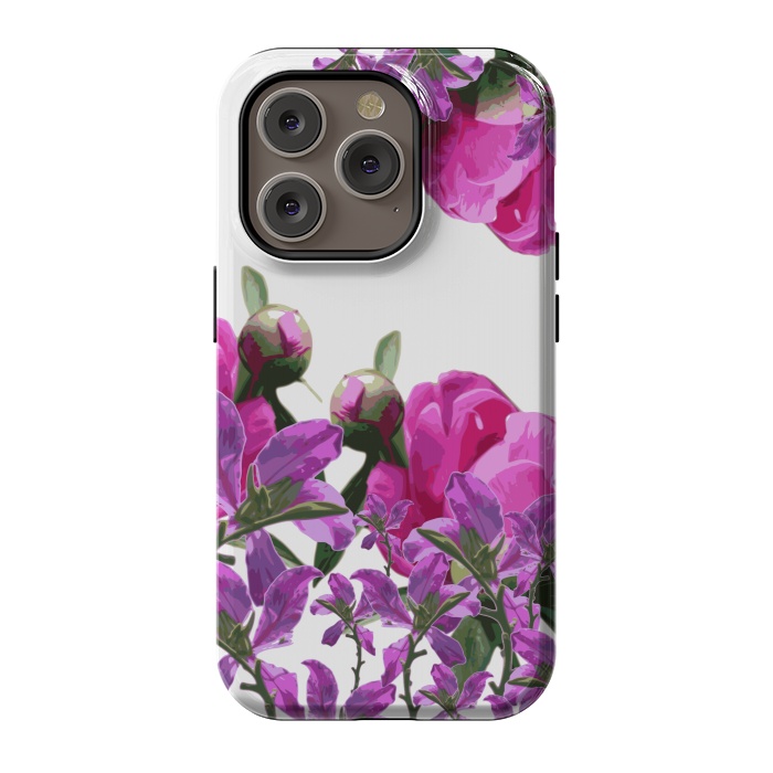 iPhone 14 Pro StrongFit Hiding Pink Flowers by Zala Farah