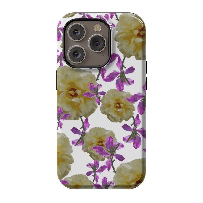 iPhone 14 Pro StrongFit Flowers + Purple Vines by Zala Farah