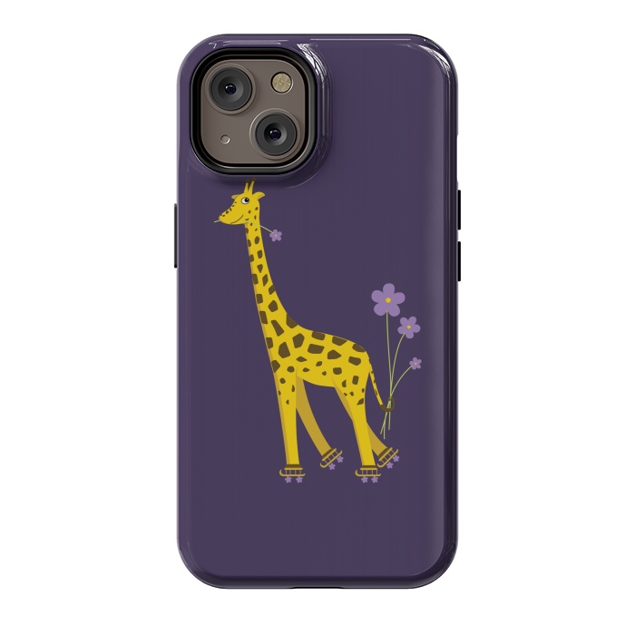 iPhone 14 StrongFit Cute Funny Rollerskating Giraffe by Boriana Giormova