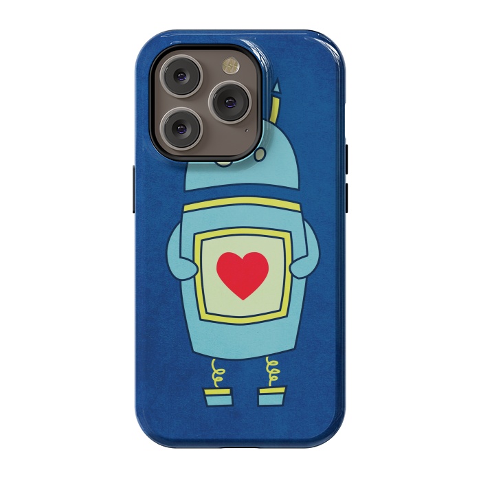 iPhone 14 Pro StrongFit Clumsy Cute Robot With Heart by Boriana Giormova