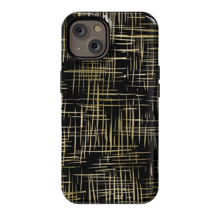 iPhone 14 StrongFit Crosshatch Black by Caitlin Workman