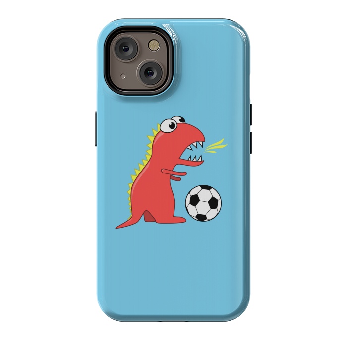 iPhone 14 StrongFit Funny Cartoon Dinosaur Soccer Player by Boriana Giormova