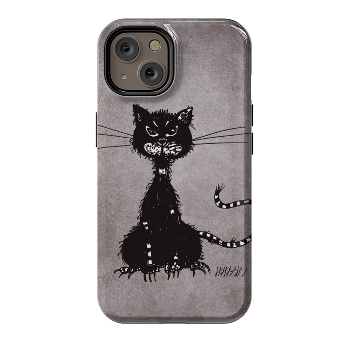 iPhone 14 StrongFit Ragged Evil Black Cat by Boriana Giormova