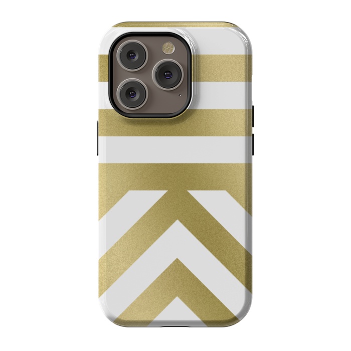 iPhone 14 Pro StrongFit Gold Chevron Stripes by Caitlin Workman