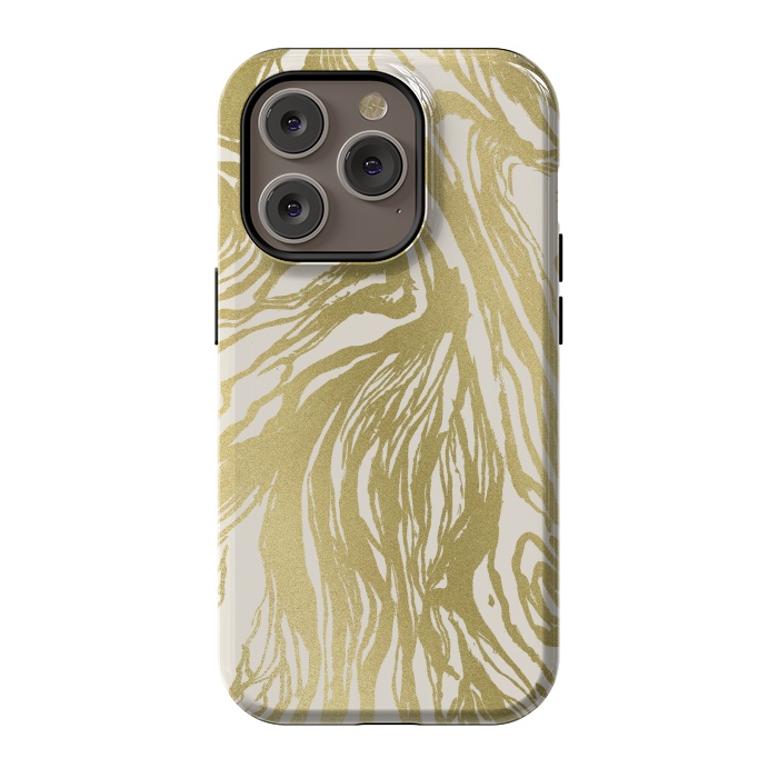 iPhone 14 Pro StrongFit Gold Marble by Caitlin Workman