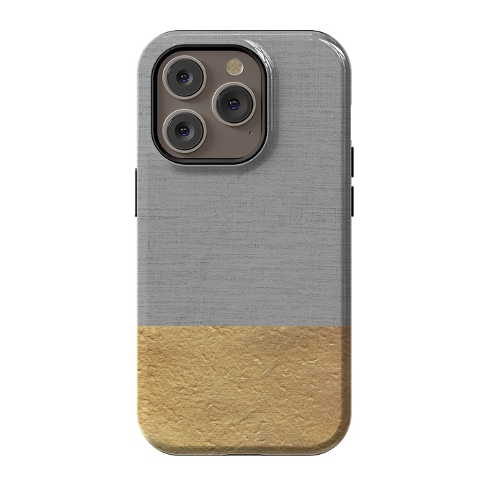 iPhone 14 Pro StrongFit Color Blocked Gold and Grey by Caitlin Workman