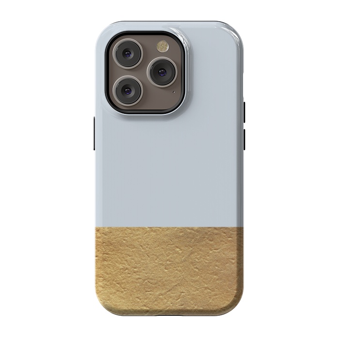iPhone 14 Pro StrongFit Color Block Light Blue and Gold by Caitlin Workman