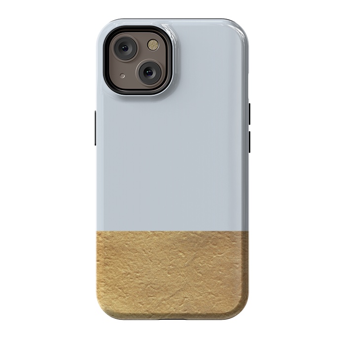 iPhone 14 StrongFit Color Block Light Blue and Gold by Caitlin Workman