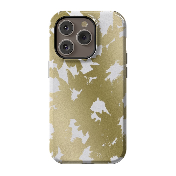 iPhone 14 Pro StrongFit Gold Floral by Caitlin Workman
