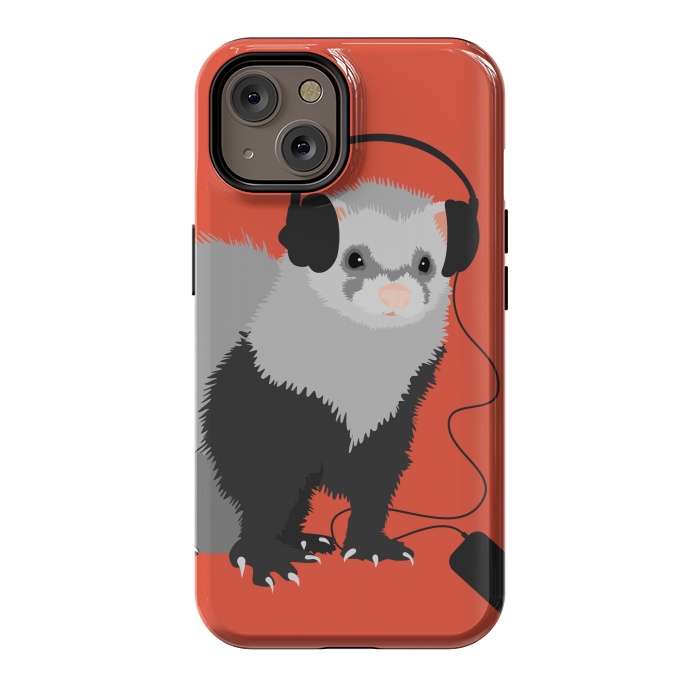 iPhone 14 StrongFit Funny Music Lover Ferret by Boriana Giormova