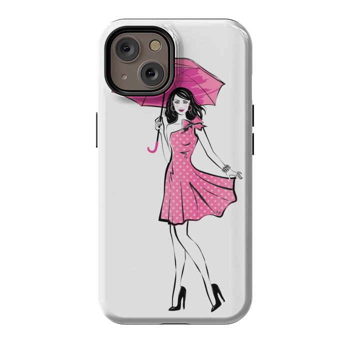 iPhone 14 StrongFit Pretty girl with umbrella by Martina