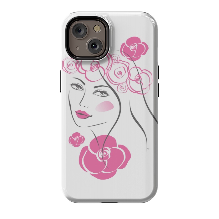 iPhone 14 StrongFit Pink Rose Lady by Martina