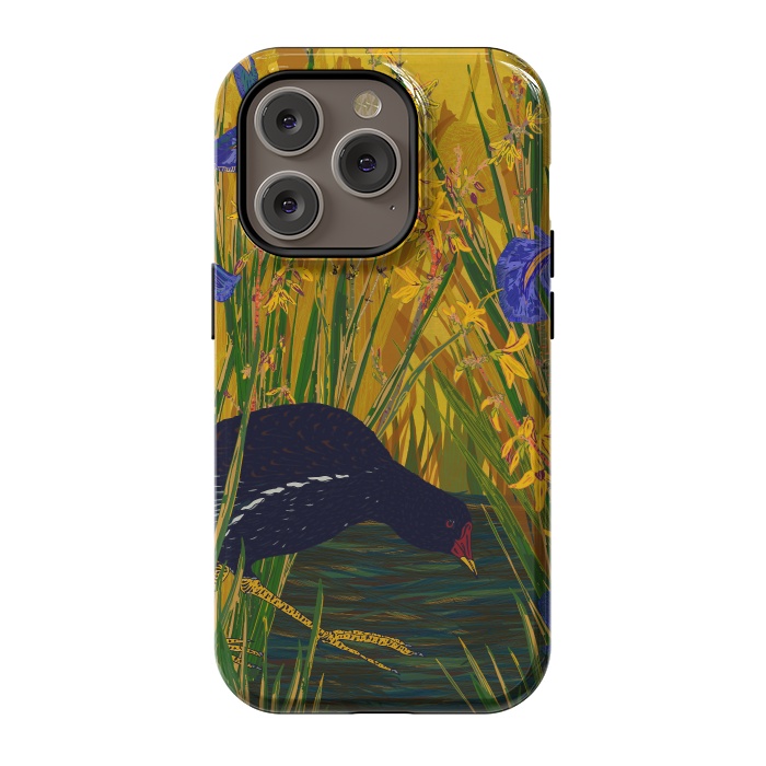 iPhone 14 Pro StrongFit Moorhen and Iris by Lotti Brown