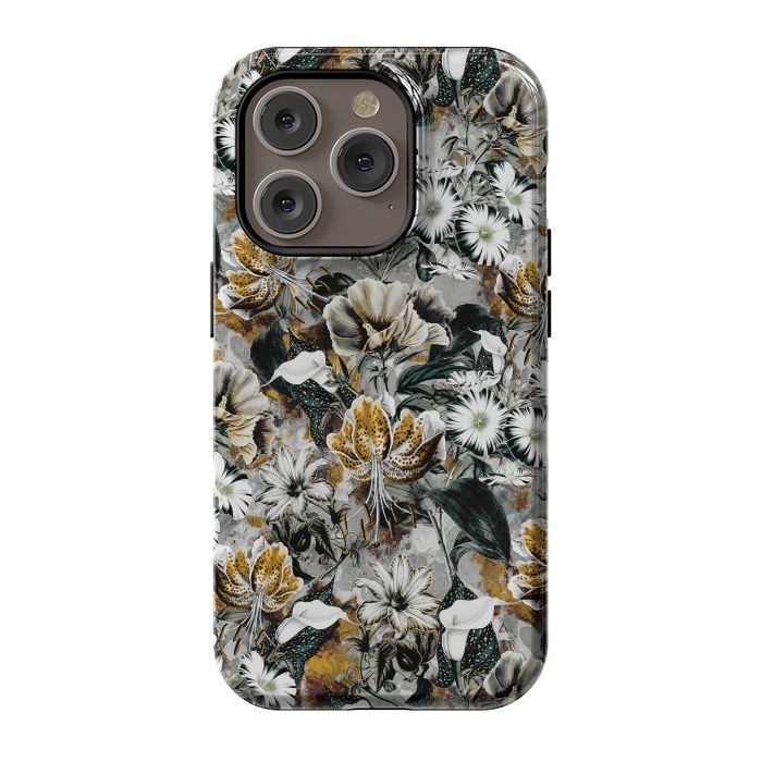 iPhone 14 Pro StrongFit Floral Gold by Riza Peker