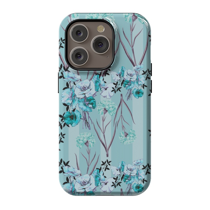 iPhone 14 Pro StrongFit Floral Love X (Blue) by Zala Farah