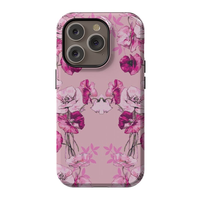 iPhone 14 Pro StrongFit Dramatic Florals (Pink) by Zala Farah