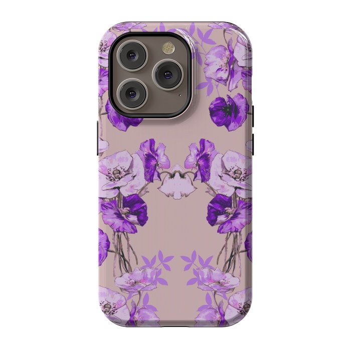 iPhone 14 Pro StrongFit Dramatic Florals (Purple) by Zala Farah