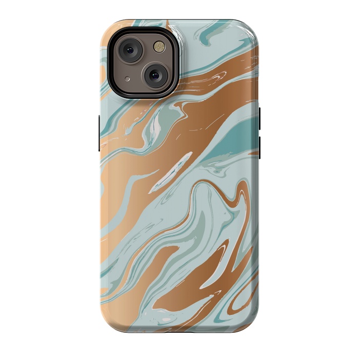 iPhone 14 StrongFit Liquid Green Marble and Gold 006 by Jelena Obradovic