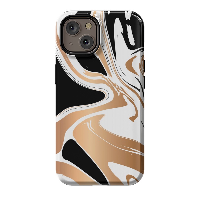 iPhone 14 StrongFit Black and Gold Marble 027 by Jelena Obradovic