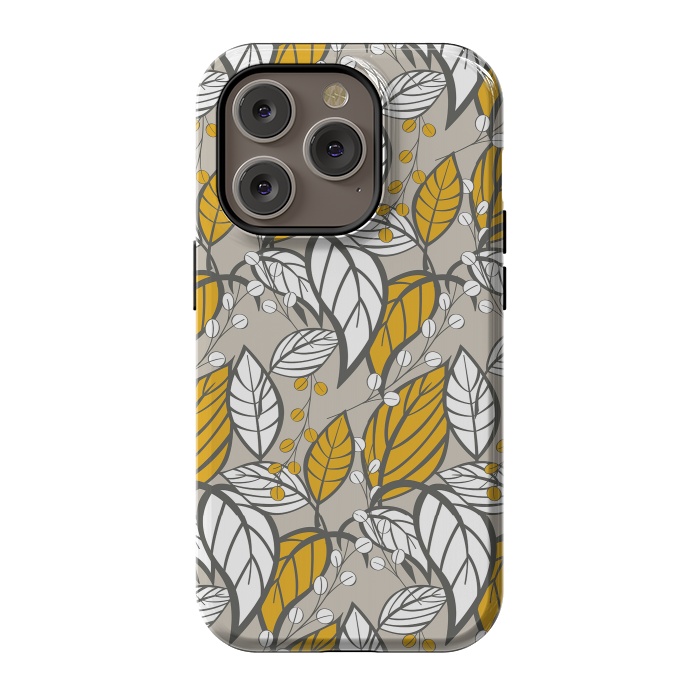 iPhone 14 Pro StrongFit Seamless floral pattern with hand drawn leaves by Jelena Obradovic