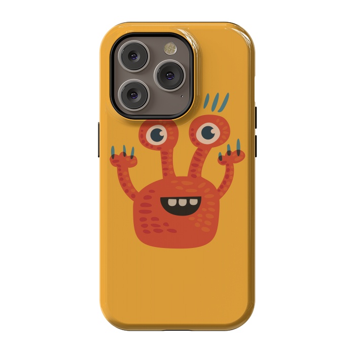 iPhone 14 Pro StrongFit Funny Big Eyed Smiling Cute Monster by Boriana Giormova