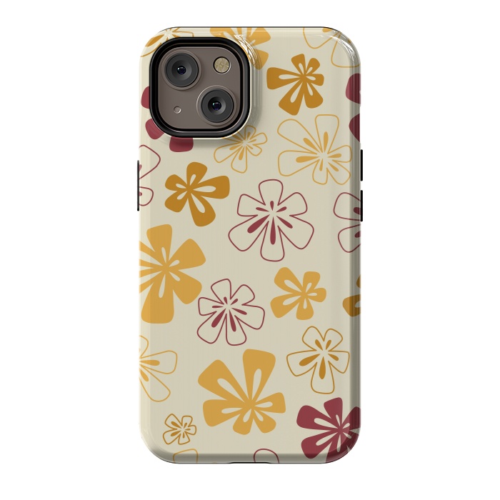 iPhone 14 StrongFit Gold Funky Flowers by Paula Ohreen