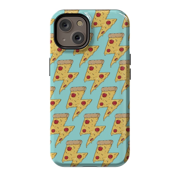 iPhone 14 StrongFit Pizza Power Pattern Green by Coffee Man