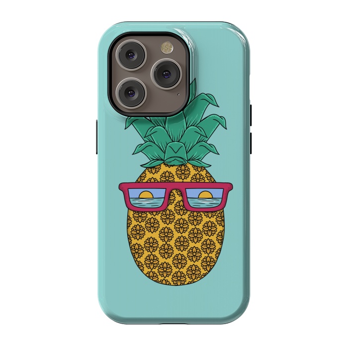 iPhone 14 Pro StrongFit Floral Pineapple by Coffee Man