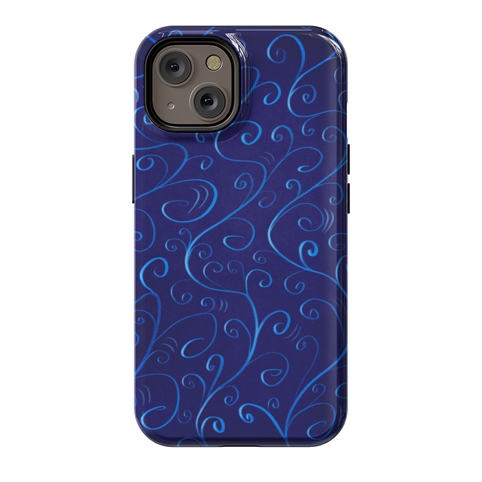 iPhone 14 StrongFit Beautiful Glowing Blue Swirls by Boriana Giormova