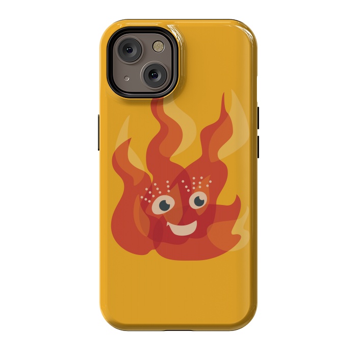 iPhone 14 StrongFit Happy Burning Fire Flame Character by Boriana Giormova