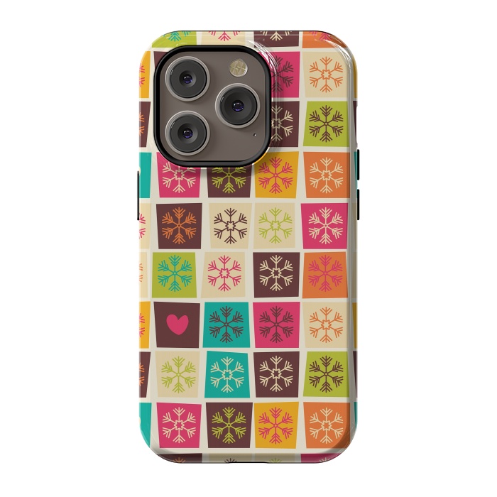 iPhone 14 Pro StrongFit Snowflakes and Hearts by Jelena Obradovic