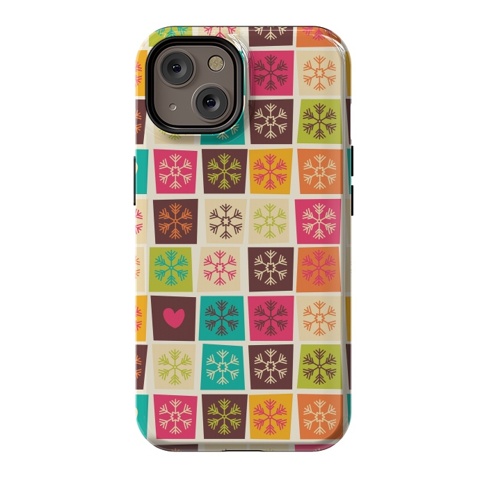 iPhone 14 StrongFit Snowflakes and Hearts by Jelena Obradovic